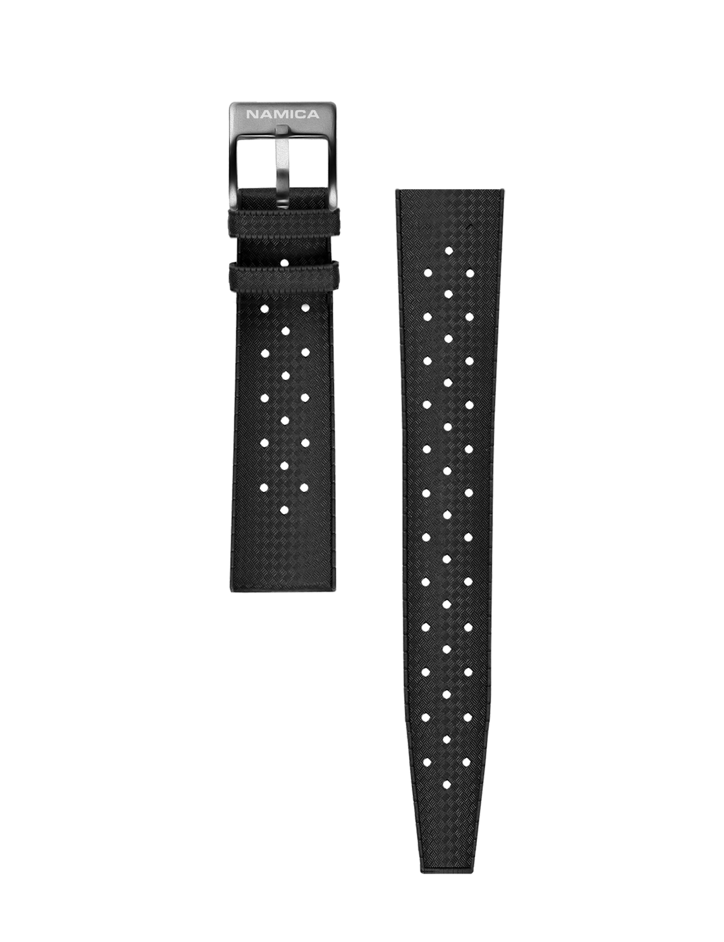 20MM CLASSIC PERFORATED RUBBER STRAP BLACK